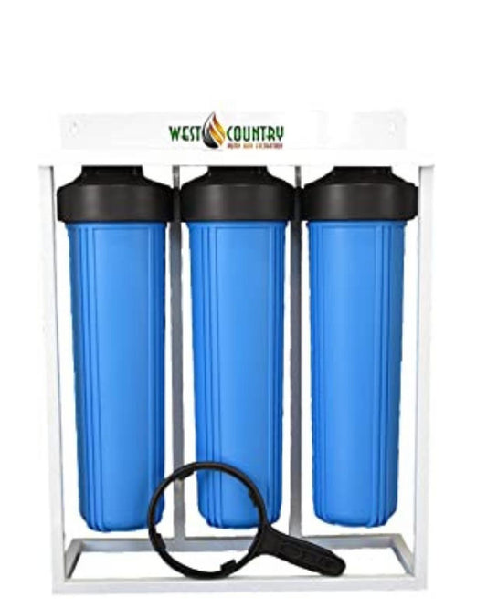 3-Stage Whole House Water Filter System: 20" Big Blue Filters (with 5 Micron, Iron & Manganese, and CTO filters)